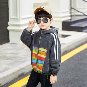 Boys' Cowboy Coat 2019 Autumn Chinese Big Children with Hats Color Striped Children's for Boys Baby Kids Coats Jacket Clothing