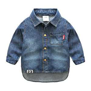 Baby Cowboy Shirt 2019 Autumn New Boys' Children's Clothing Long Sleeve Tops Fashion Children's Fashion Lapel Shirt Coat