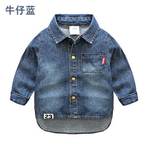 Baby Cowboy Shirt 2019 Autumn New Boys' Children's Clothing Long Sleeve Tops Fashion Children's Fashion Lapel Shirt Coat