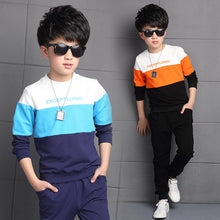 Load image into Gallery viewer, boy clothing children&#39;s suit boys&#39; cotton dyed sport long sleeved suit T-shirt plus pants 2pcs baby boy clothes 6 to 15years old