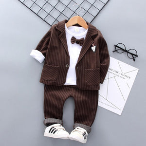 Boys' Clothes Set  2019 New Children's Striped Suit Casual Three-piece Suit Toddler Boys Clothing Set  Baby Christmas Outfit