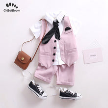 Load image into Gallery viewer, Boys&#39; Suit Set 3-Piece 2019 Summer Children&#39;s Pink clothing sets Vest shirt pant Baby kids wedding party flower girl boy Dress