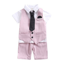 Load image into Gallery viewer, Boys&#39; Suit Set 3-Piece 2019 Summer Children&#39;s Pink clothing sets Vest shirt pant Baby kids wedding party flower girl boy Dress