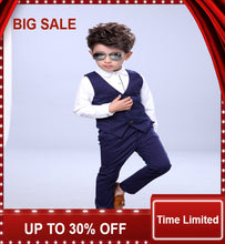 Load image into Gallery viewer, kids&#39; sets newly design vest +shirts+pants suits children clothing sets baby kids outfits boys&#39; suits