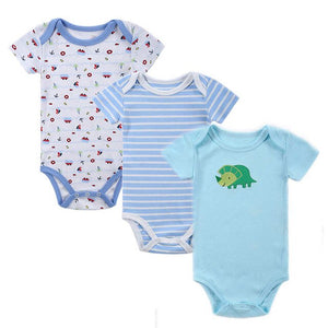 3 Pcs/Lot Baby Rompers Striped 100% Cotton Body suit Summer 0-12M Baby Boys'&Girls' Clothes Infant Newborn Baby Clothing