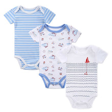 Load image into Gallery viewer, 3 Pcs/Lot Baby Rompers Striped 100% Cotton Body suit Summer 0-12M Baby Boys&#39;&amp;Girls&#39; Clothes Infant Newborn Baby Clothing