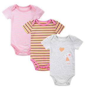 3 Pcs/Lot Baby Rompers Striped 100% Cotton Body suit Summer 0-12M Baby Boys'&Girls' Clothes Infant Newborn Baby Clothing