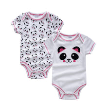 Load image into Gallery viewer, Honeyzone Baby Girl Clothing Outfit Newborn Baby Bodysuits Cartoon Panda White Pink Cotton Short Sleeve Clothes Sets