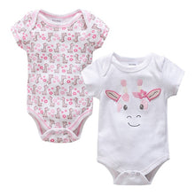 Load image into Gallery viewer, Honeyzone Baby Girl Clothing Outfit Newborn Baby Bodysuits Cartoon Panda White Pink Cotton Short Sleeve Clothes Sets