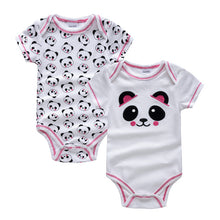 Load image into Gallery viewer, Honeyzone Baby Girl Clothing Outfit Newborn Baby Bodysuits Cartoon Panda White Pink Cotton Short Sleeve Clothes Sets