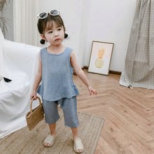 Load image into Gallery viewer, Hot Sale Baby Girl Clothes Summer New Girls&#39; Clothing Sets Kids Baby Clothes Toddler Solid Sleeveless Shirt+harem Pants 2-6Y