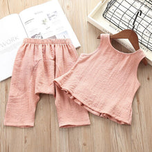 Load image into Gallery viewer, Hot Sale Baby Girl Clothes Summer New Girls&#39; Clothing Sets Kids Baby Clothes Toddler Solid Sleeveless Shirt+harem Pants 2-6Y