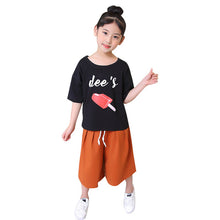 Load image into Gallery viewer, Girls&#39; Clothing 2018 Summer Kids Children Sets Letters leisure Round Neck Short Sleeves + Wide Legged Pants Baby Girl Clothes