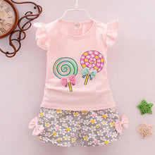 Load image into Gallery viewer, Toddler Baby Girls 2019 Summer New Fashion Girls&#39; Clothing Sets Round Neck Print Outfits Tops+Shorts 2Pcs Casual Wear 3 6 Years