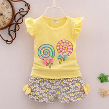 Load image into Gallery viewer, Toddler Baby Girls 2019 Summer New Fashion Girls&#39; Clothing Sets Round Neck Print Outfits Tops+Shorts 2Pcs Casual Wear 3 6 Years