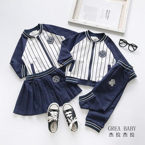 spring Autumn Kids Baby Girl Clothes Long Sleeve T-shirt+Grid Skirt or pant Casual 2 PCS suits Student Girls' Clothing Sets