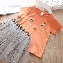 Load image into Gallery viewer, Girls clothes 2019 NEW Children Girls&#39; Clothing Set Baby Girl Clothes Dot Cat Tops +Mesh Skirt Toddler Girls Suit Kids Clothes