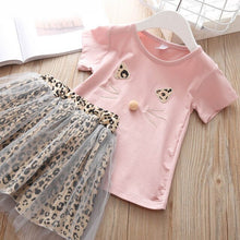 Load image into Gallery viewer, Girls clothes 2019 NEW Children Girls&#39; Clothing Set Baby Girl Clothes Dot Cat Tops +Mesh Skirt Toddler Girls Suit Kids Clothes