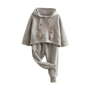 Baby Hooded Suit 2019 Autumn Outfit New Girls' Children's Clothing Long Sleeve Fashion Children's Clothing Sports Pants