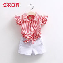 Load image into Gallery viewer, Hot Selling Newest Baby Striped Suit 2019 Summer Dress New Girls&#39; Children&#39;s Clothing Children&#39;s Shirt Shorts Two-piece