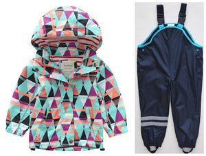 New children's clothing girls' jackets children's windbreaker spring and autumn baby big children's hooded jacket + pants