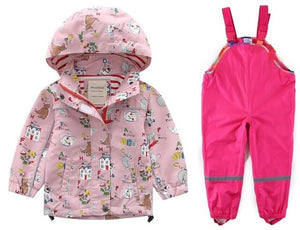 New children's clothing girls' jackets children's windbreaker spring and autumn baby big children's hooded jacket + pants