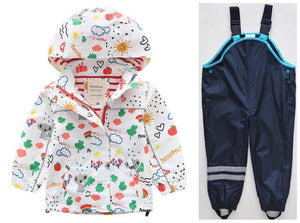 New children's clothing girls' jackets children's windbreaker spring and autumn baby big children's hooded jacket + pants