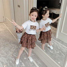 Load image into Gallery viewer, Girls&#39; Clothing Set 2019 NEW Baby Girl Cotton Clothes Letter Tops+Leopard printing Skirt Toddler Girls Suit Baby Kids Clothes