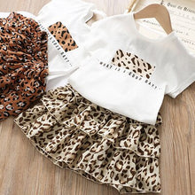 Load image into Gallery viewer, Girls&#39; Clothing Set 2019 NEW Baby Girl Cotton Clothes Letter Tops+Leopard printing Skirt Toddler Girls Suit Baby Kids Clothes