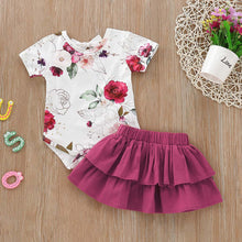 Load image into Gallery viewer, Baby Girl Clothes Hot Summer New Girls&#39; Clothing Newborn Toddler Infant Baby Girls Floral Print Romper Ruffles Skirt Outfits Set