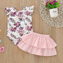 Load image into Gallery viewer, Baby Girl Clothes Hot Summer New Girls&#39; Clothing Newborn Toddler Infant Baby Girls Floral Print Romper Ruffles Skirt Outfits Set