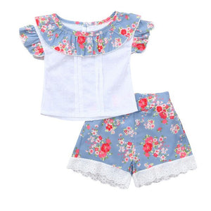 Baby Girl Clothes 2019 Hot Summer New Girls' Clothing Ruffles Sleeveless O-Neck Floral Print Tops+Shorts Outfits Clothes 2019