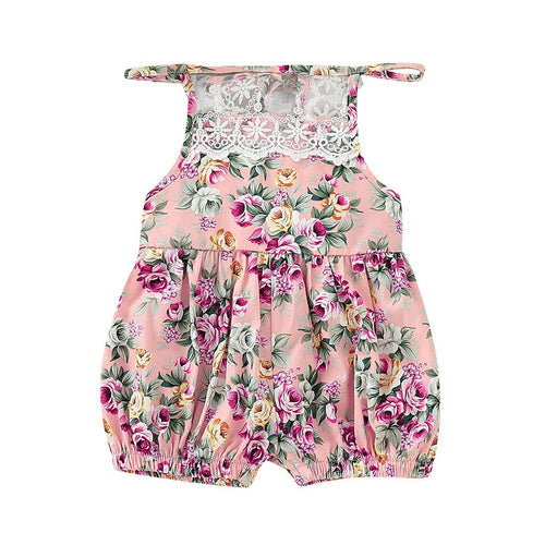 Baby Girl Clothes 2019 Hot Summer New Girls' Clothing Newborn Infant Baby Floral Print Lace Strap Romper Jumpsuit Outfits