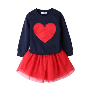 Humor Bear Autumn Kids Baby Girl Clothes Cute Love Plaid Long Sleeve T-shirt+ Skirt  3PCS Suits Student Girls' Clothing Sets