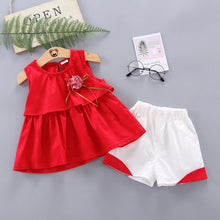 Load image into Gallery viewer, Cute Baby Girl Clothes 2019 Hot Summer New Girls&#39; Clothing Ruffles Solid Flower Vest Tops Pockets Shorts Casual Clothing Set