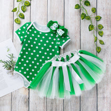 Load image into Gallery viewer, Small Fresh Baby Girl Clothes 2019 Hot Summer New Girls&#39; Clothing Sets St. Patrick&#39;s Day Short Sleeve Romper+Skirt Outfits Set