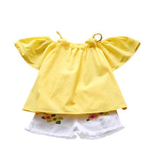 Load image into Gallery viewer, Baby Girl Clothes 2019 Hot Summer New Girls&#39; Toddler Kids Outfits Clothes T-shirt Tops+Embroidery Denim Shorts Clothing Set