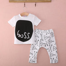 Load image into Gallery viewer, New Summer Boys&#39; Clothing 0-24 Months Baby Toddler T-shirt Pants Casual Outfits Set Baby Boss Letter Printed Boys Clothes