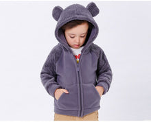 Load image into Gallery viewer, Fall Winter for Children Boys&#39; Fur Soft Fleece Hoodie Hooded Jacket Outerwear Coat Clothing with Cartoon Bear Ears high quality