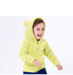 Fall Winter for Children Boys' Fur Soft Fleece Hoodie Hooded Jacket Outerwear Coat Clothing with Cartoon Bear Ears high quality