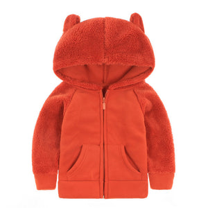 Fall Winter for Children Boys' Fur Soft Fleece Hoodie Hooded Jacket Outerwear Coat Clothing with Cartoon Bear Ears high quality