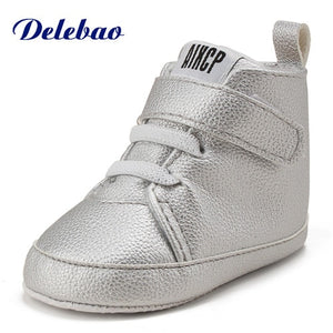 Delebao Pu Leather Hook & Loop Baby Shoes Cotton Sole Infrant Toddler Baby Boy Shoes For 0-18 Months Wholesale First Walkers