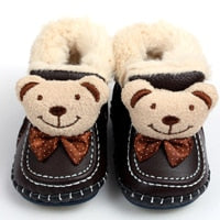 GSCH Leather Baby Boots Winter Bear Warm Ankle Girl Snow Boots Soft Rabbit Fur Boy Baby Moccasins Infant Shoes Kids First Walker