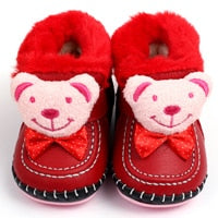 GSCH Leather Baby Boots Winter Bear Warm Ankle Girl Snow Boots Soft Rabbit Fur Boy Baby Moccasins Infant Shoes Kids First Walker