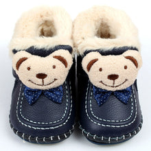 Load image into Gallery viewer, GSCH Leather Baby Boots Winter Bear Warm Ankle Girl Snow Boots Soft Rabbit Fur Boy Baby Moccasins Infant Shoes Kids First Walker