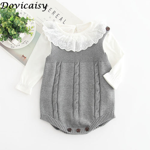 INS Summer Knitted Rompers Newborn In Baby Girls' Rompers&Jumpsuit Vest Top Tee Kids Boys Gray Rompers 0-3 Years Girl Clothing