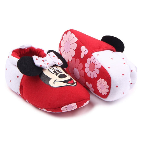 Romirus Autumn Baby Cotton Prewalker Soft Bottom Anti Slip baby shoes Infant Toddler Cartoon Mickey Mouse Shoes