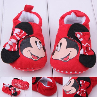 Romirus Autumn Baby Cotton Prewalker Soft Bottom Anti Slip baby shoes Infant Toddler Cartoon Mickey Mouse Shoes