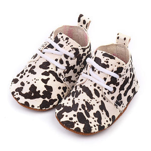 Genuine Leather Baby shoes Leopard print Baby moccasins Horse hair Boys First walkers Lace Baby Girls Soft shoes