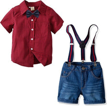 Load image into Gallery viewer, 2019 New Boys&#39; Cotton Children&#39;s Sets Infant Kids Clothes Children Clothing Sets Summer Baby Clothes Cute Red Shirt+Jeans Shorts